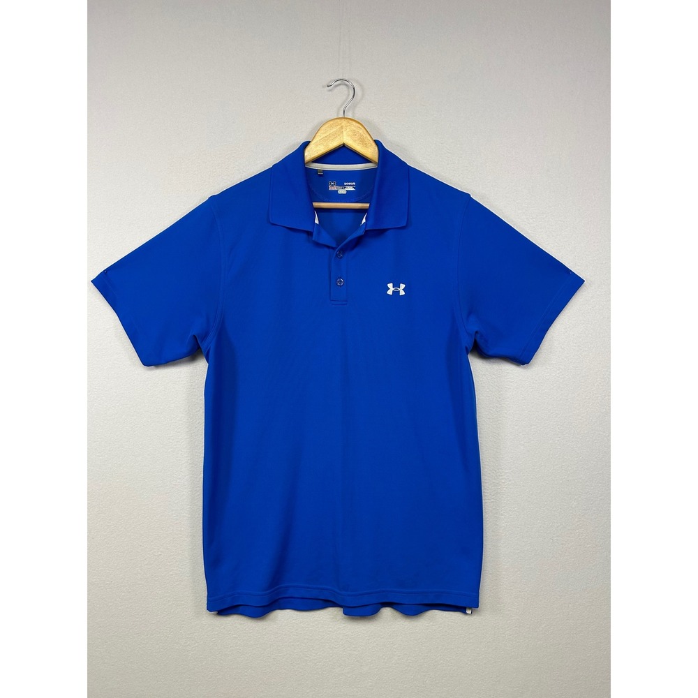 Athletic Golfcore Under Armour Mens Large Blue HeatGear Short Sleeve Polo Shirt